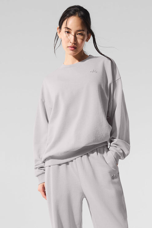 alo Women's Washed Accolade Crew Neck Pullover - Grey Sky Wash