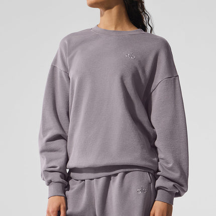 alo Women's Washed Accolade Crew Neck Pullover - Cool Grey Wash