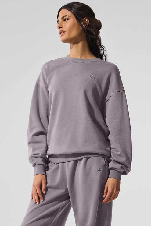 alo Women's Washed Accolade Crew Neck Pullover - Cool Grey Wash