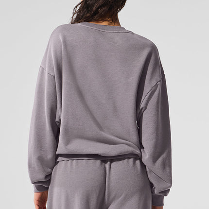 alo Women's Washed Accolade Crew Neck Pullover - Cool Grey Wash