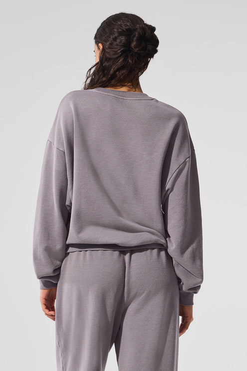 alo Women's Washed Accolade Crew Neck Pullover - Cool Grey Wash