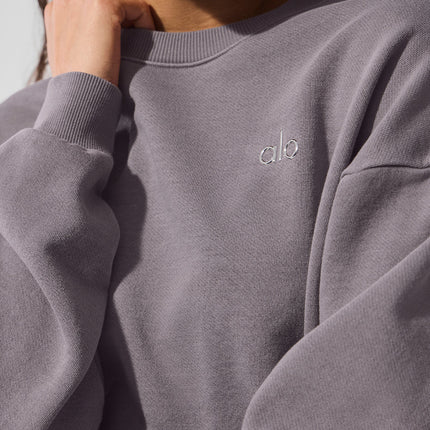 alo Women's Washed Accolade Crew Neck Pullover - Cool Grey Wash