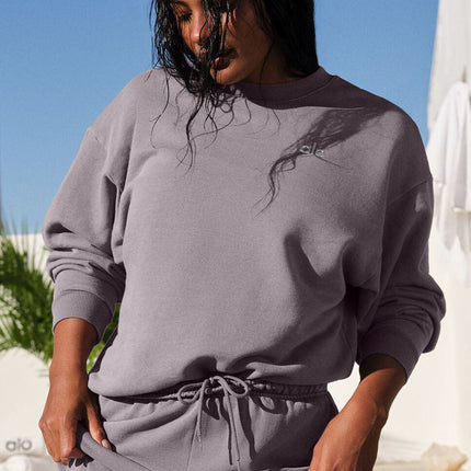 alo Women's Washed Accolade Crew Neck Pullover - Cool Grey Wash