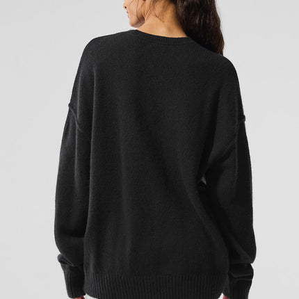 alo Women's New Class Cashmere Crewneck Sweater - Black