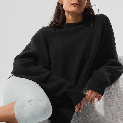 alo Women's New Class Cashmere Crewneck Sweater - Black