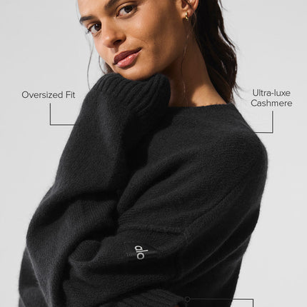 alo Women's New Class Cashmere Crewneck Sweater - Black