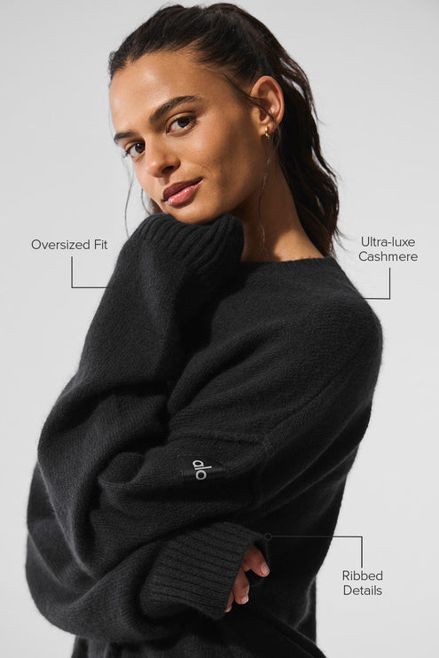 alo Women's New Class Cashmere Crewneck Sweater - Black