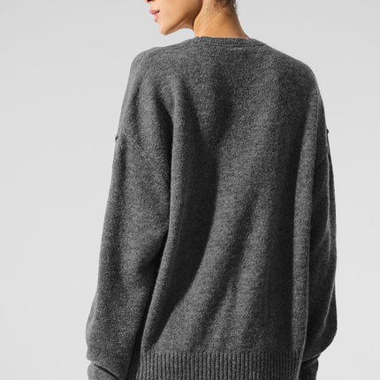 alo Women's New Class Cashmere Crewneck Sweater - Platinum Grey