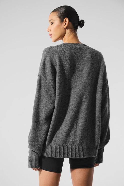 alo Women's New Class Cashmere Crewneck Sweater - Platinum Grey