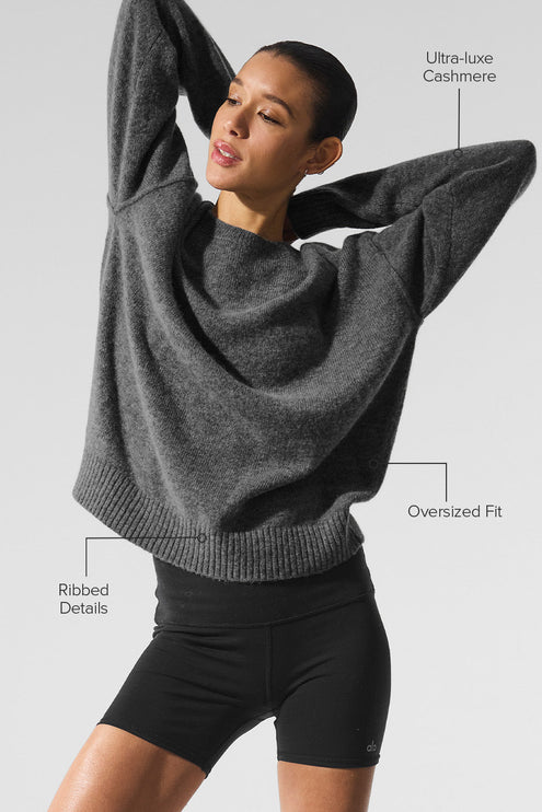 alo Women's New Class Cashmere Crewneck Sweater - Platinum Grey