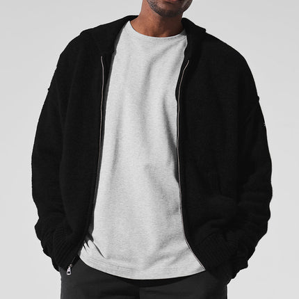 alo Men's New Class Cashmere Full Zip Hoodie - Black