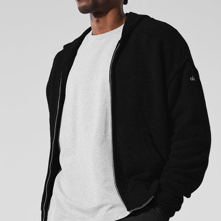 alo Men's New Class Cashmere Full Zip Hoodie - Black