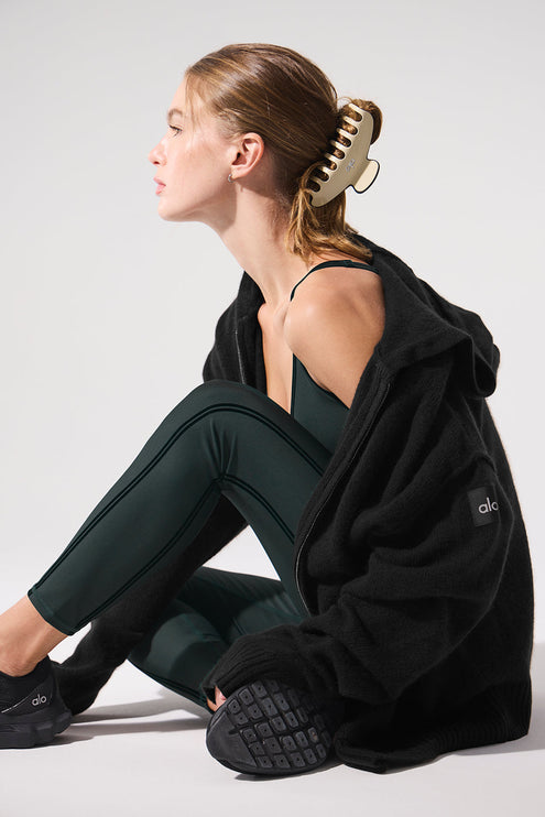 alo Women's New Class Cashmere Full Zip Hoodie - Black