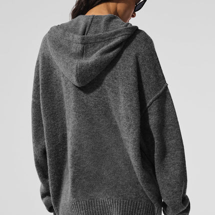 alo Women's New Class Cashmere Full Zip Hoodie - Platinum Grey