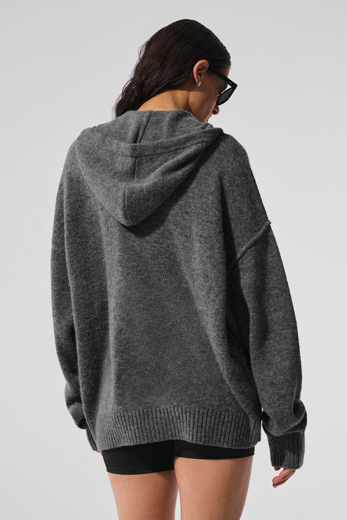 alo Women's New Class Cashmere Full Zip Hoodie - Platinum Grey