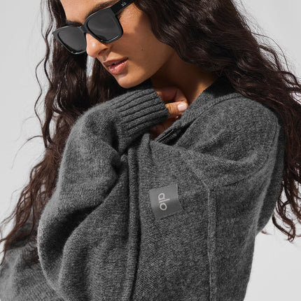alo Women's New Class Cashmere Full Zip Hoodie - Platinum Grey