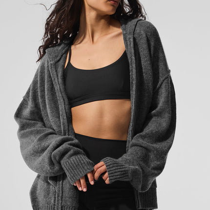 alo Women's New Class Cashmere Full Zip Hoodie - Platinum Grey
