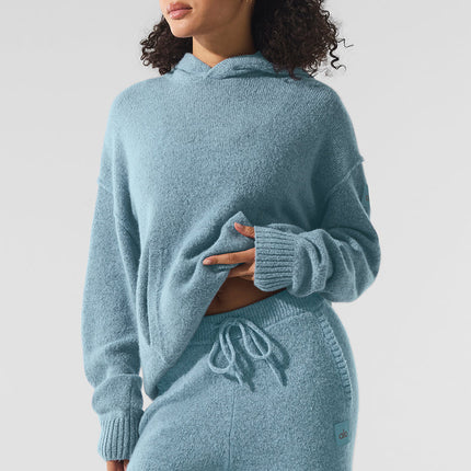alo Women's New Class Cashmere Hoodie - Celestial Blue Granite Heather
