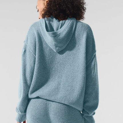 alo Women's New Class Cashmere Hoodie - Celestial Blue Granite Heather