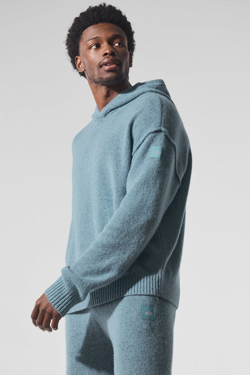 alo Men's New Class Cashmere Hoodie - Celestial Blue Granite Heather