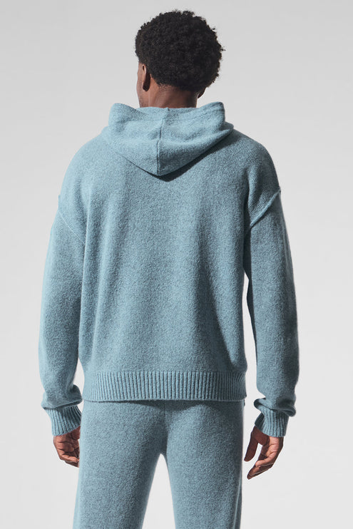 alo Men's New Class Cashmere Hoodie - Celestial Blue Granite Heather