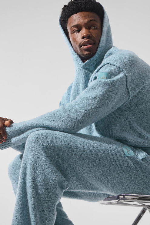 alo Men's New Class Cashmere Hoodie - Celestial Blue Granite Heather