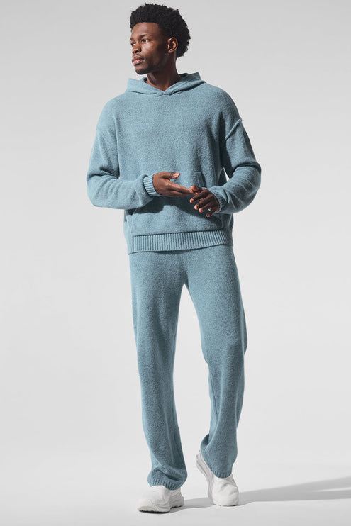 alo Men's New Class Cashmere Hoodie - Celestial Blue Granite Heather