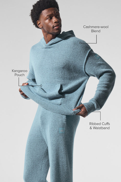 alo Men's New Class Cashmere Hoodie - Celestial Blue Granite Heather