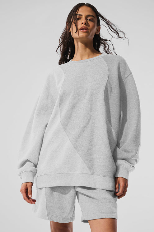 alo Women's Make Waves Crew Neck Pullover - Athletic Heather Grey Tonal