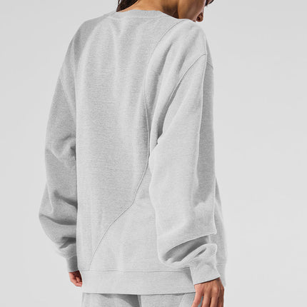 alo Women's Make Waves Crew Neck Pullover - Athletic Heather Grey Tonal