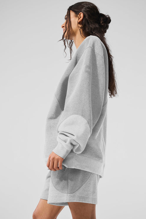 alo Women's Make Waves Crew Neck Pullover - Athletic Heather Grey Tonal
