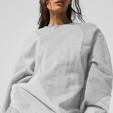alo Women's Make Waves Crew Neck Pullover - Athletic Heather Grey Tonal
