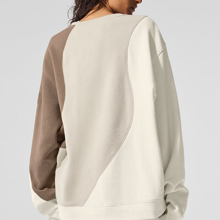 alo Women's Make Waves Crew Neck Pullover - Ivory/Bone/Gravel