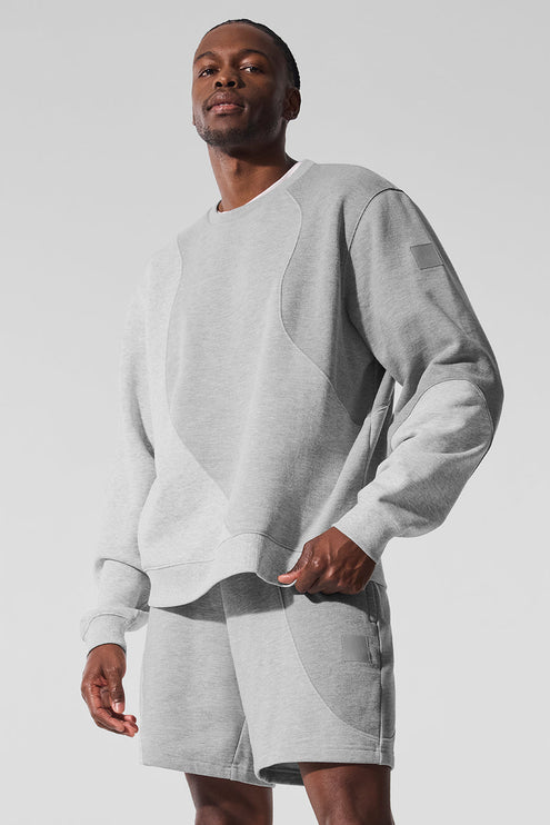 alo Men's Make Waves Crew Neck Pullover - Athletic Heather Grey Tonal