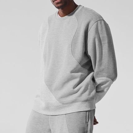 alo Men's Make Waves Crew Neck Pullover - Athletic Heather Grey Tonal