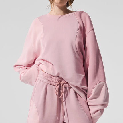 alo Women's Make Waves Crew Neck Pullover - Sunset Pink Tonal