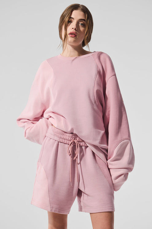 alo Women's Make Waves Crew Neck Pullover - Sunset Pink Tonal