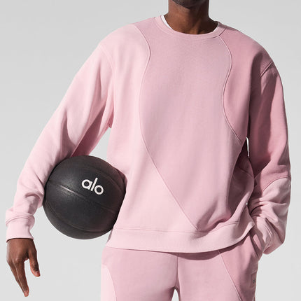 alo Men's Make Waves Crew Neck Pullover - Sunset Pink Tonal