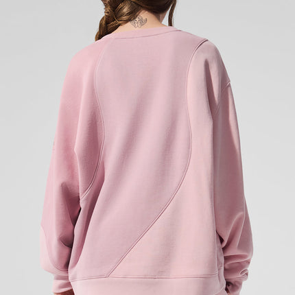 alo Women's Make Waves Crew Neck Pullover - Sunset Pink Tonal