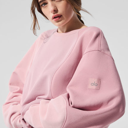alo Women's Make Waves Crew Neck Pullover - Sunset Pink Tonal