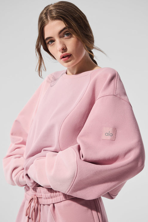 alo Women's Make Waves Crew Neck Pullover - Sunset Pink Tonal
