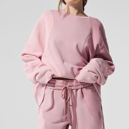 alo Women's Make Waves Crew Neck Pullover - Sunset Pink Tonal