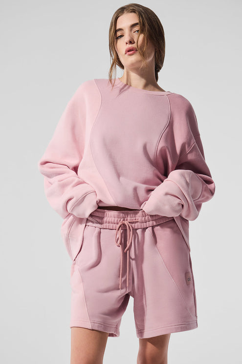 alo Women's Make Waves Crew Neck Pullover - Sunset Pink Tonal