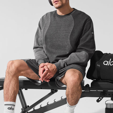 alo Men's Make Waves Crew Neck Pullover - Dark Heather Grey Tonal