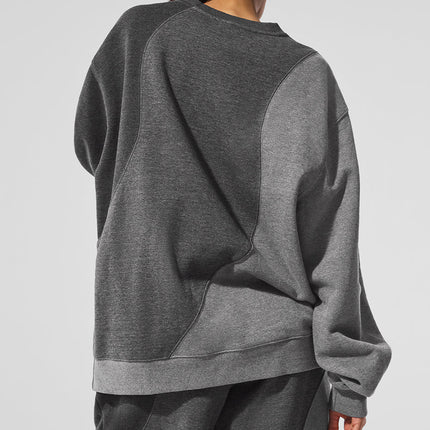 alo Women's Make Waves Crew Neck Pullover - Dark Heather Grey Tonal
