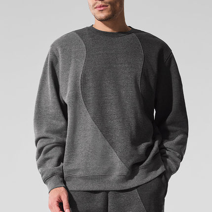alo Men's Make Waves Crew Neck Pullover - Dark Heather Grey Tonal