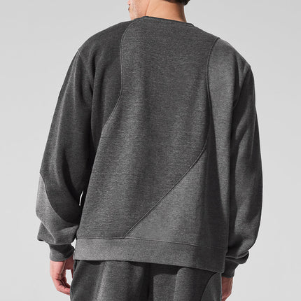 alo Men's Make Waves Crew Neck Pullover - Dark Heather Grey Tonal