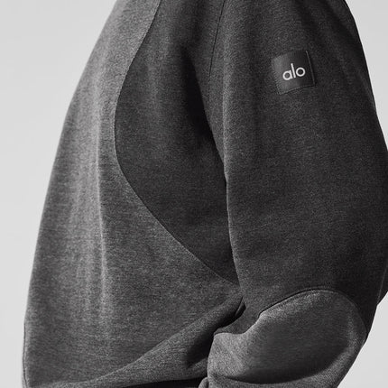 alo Men's Make Waves Crew Neck Pullover - Dark Heather Grey Tonal