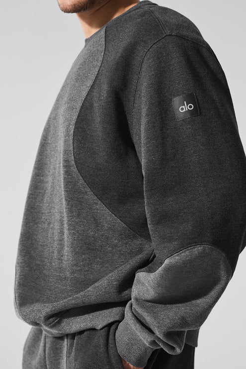 alo Men's Make Waves Crew Neck Pullover - Dark Heather Grey Tonal