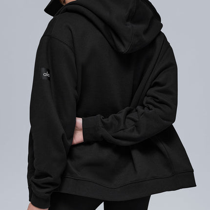 alo Women's Renown Heavy Weight Full Zip Hoodie - Black
